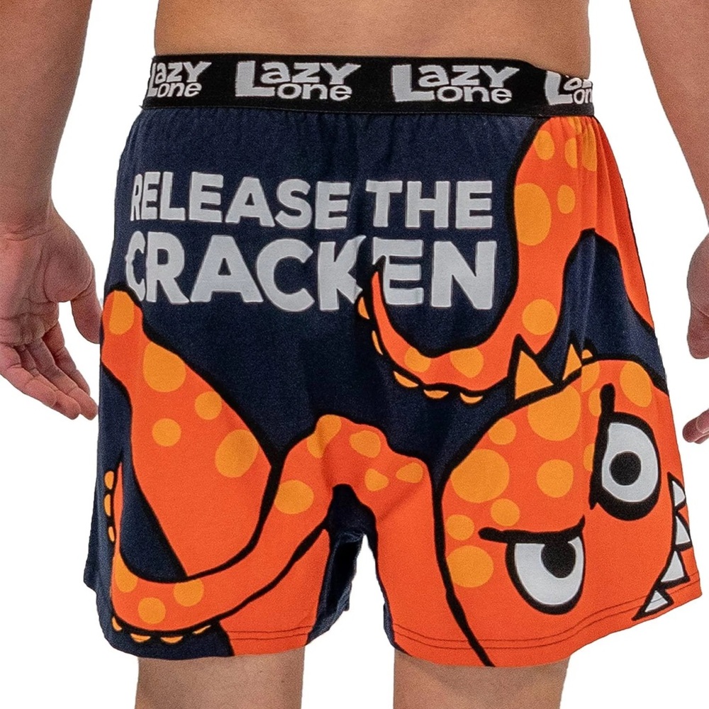 Lazy One Men's Navy Boxers "Release The Cracken" Size M